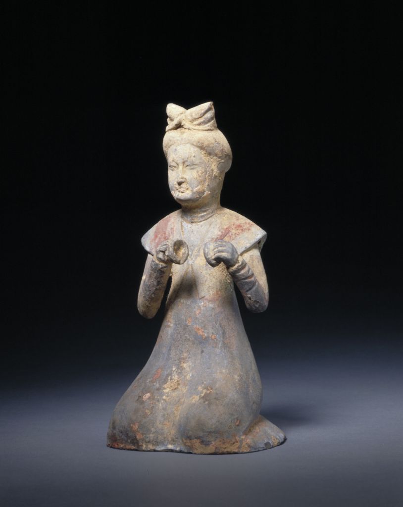 图片[1]-Pottery painted female figurines with cymbals-China Archive